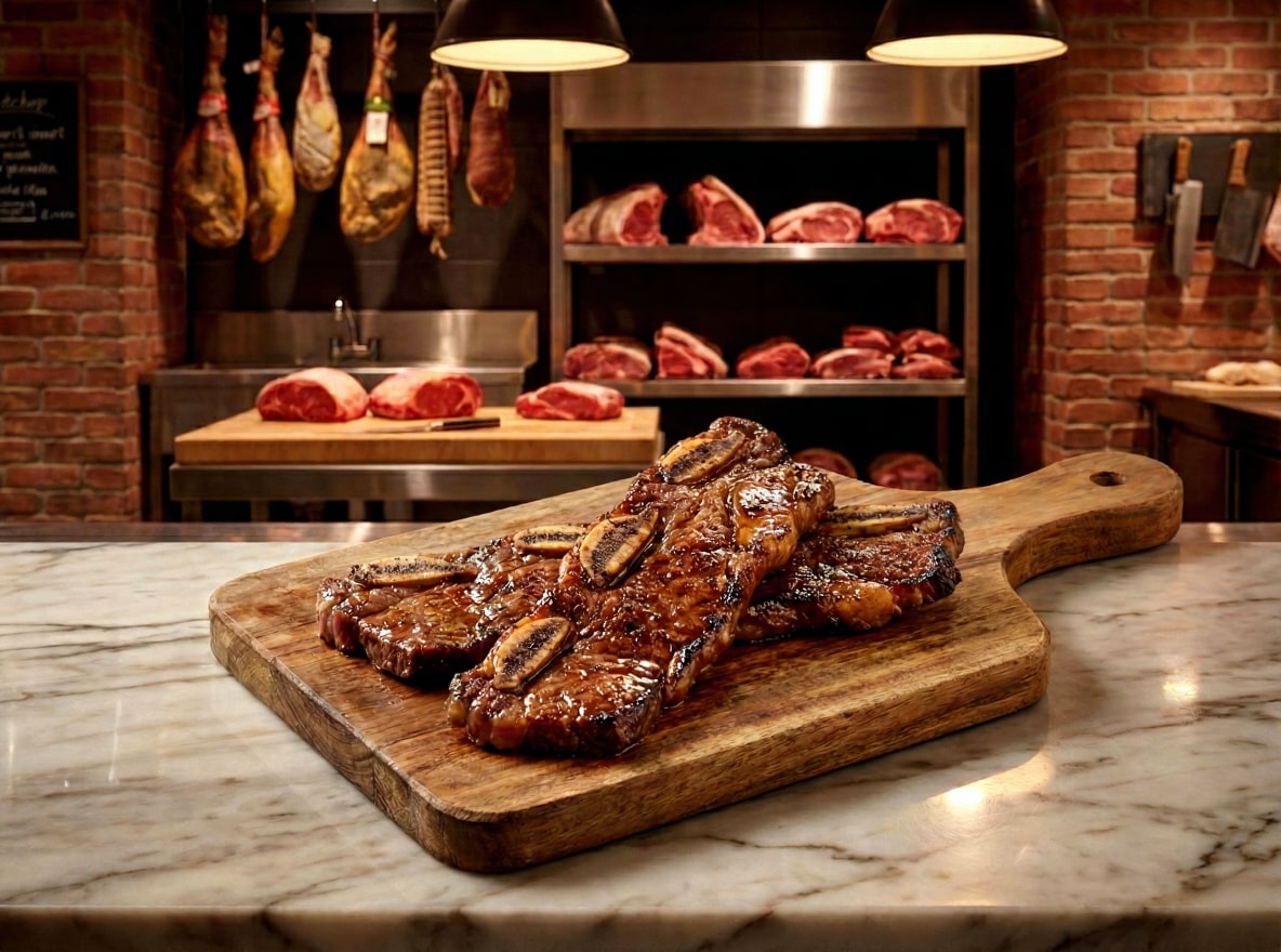 Asado di asino con osso, per un sapore ancora più intenso e una presentazione rustica.