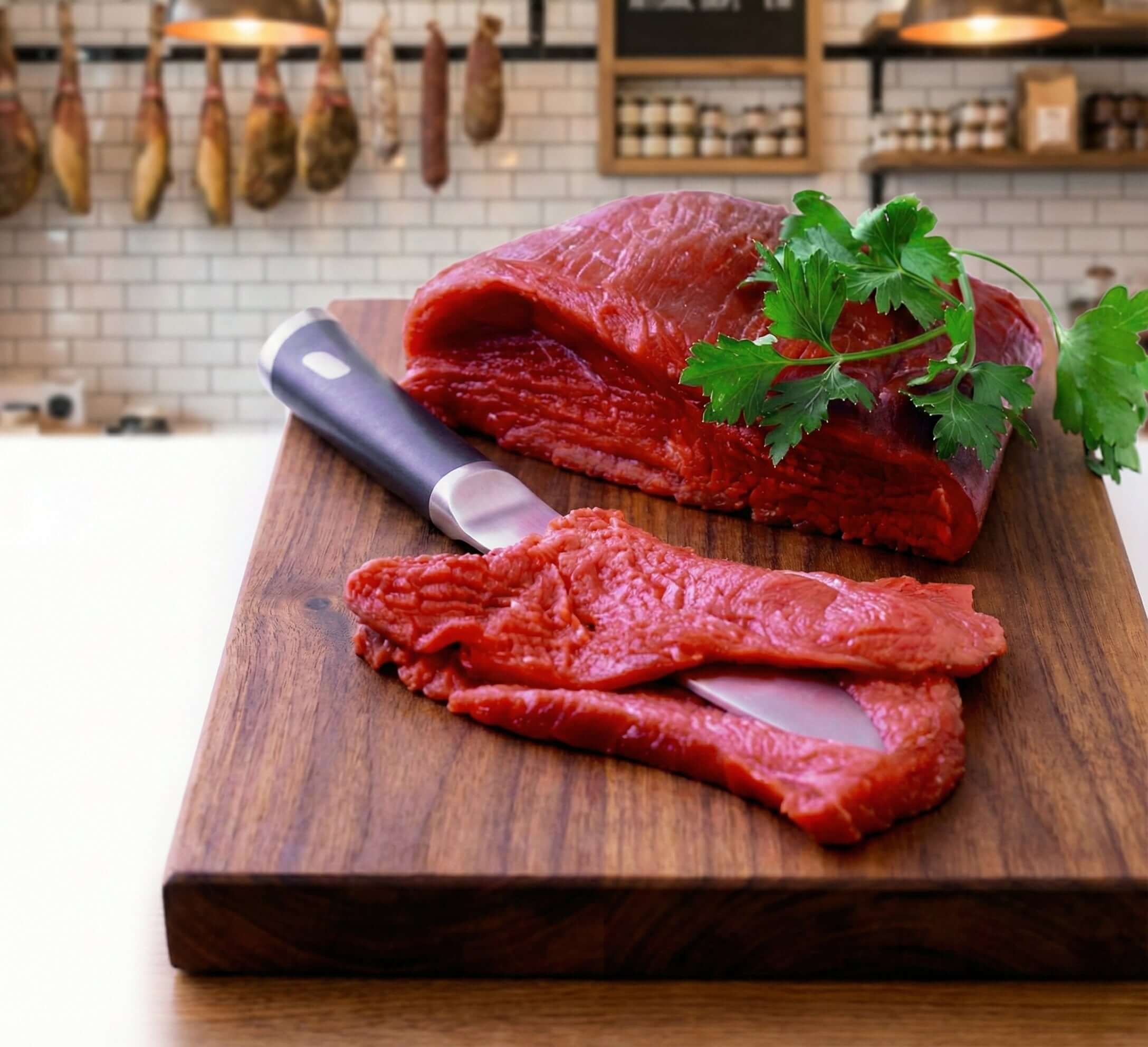 Fettine sottili e tenere di asino, versatili per involtini, cotolette o cotture veloci.