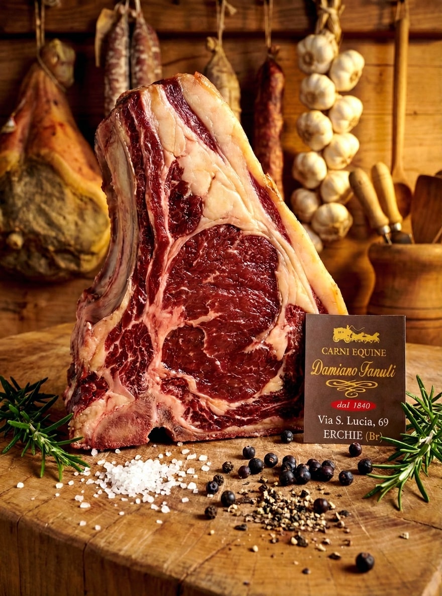 Il Ribeye di asino, un taglio pregiato incredibilmente tenero e marezzato.