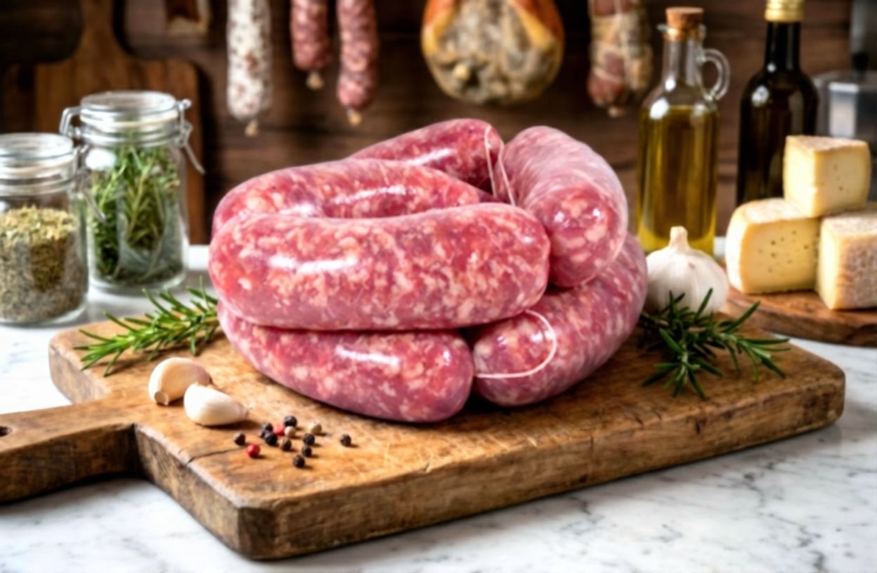 Una salsiccia dal carattere forte e deciso, con una speziatura equilibrata che ne esalta il gusto unico. Ottima per sughi o alla griglia.